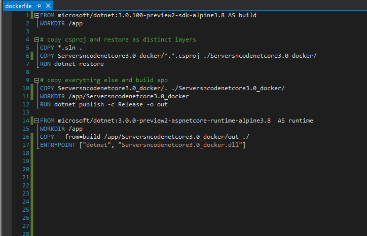 Dockerfile for .Net Core 3.0 Preview
